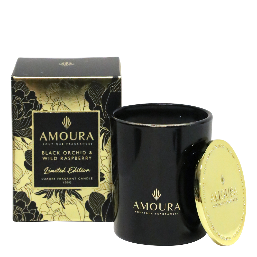 AMOURA LUXURY CANDLE - BLACK ORCHID & WILD RASPBERRY 100G