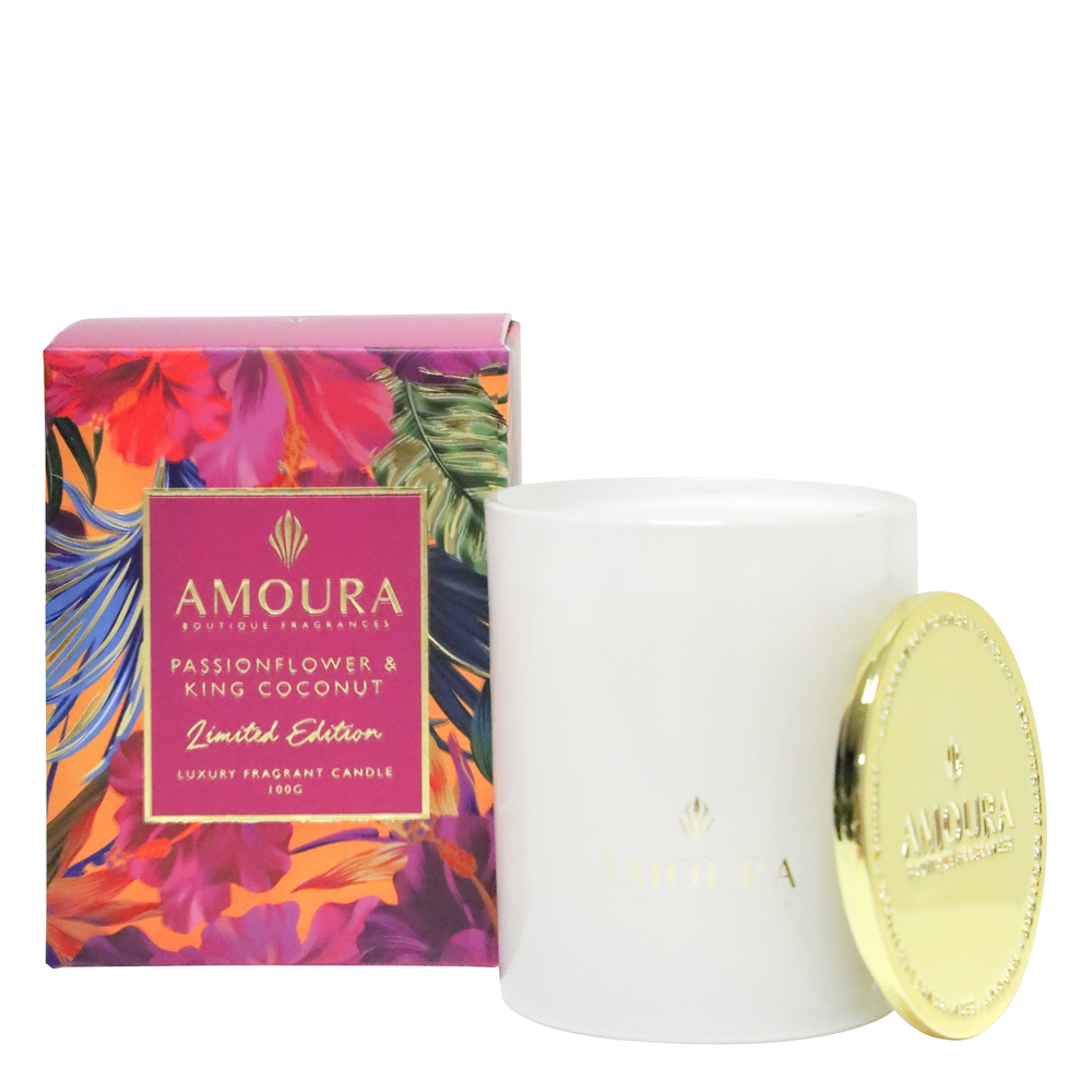 AMOURA LUXURY CANDLE - PASSIONFLOWER & KING COCONUT 100G