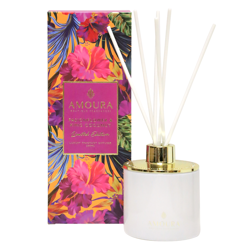 AMOURA LUXURY DIFFUSER - PASSIONFLOWER & KING COCONUT 200ML